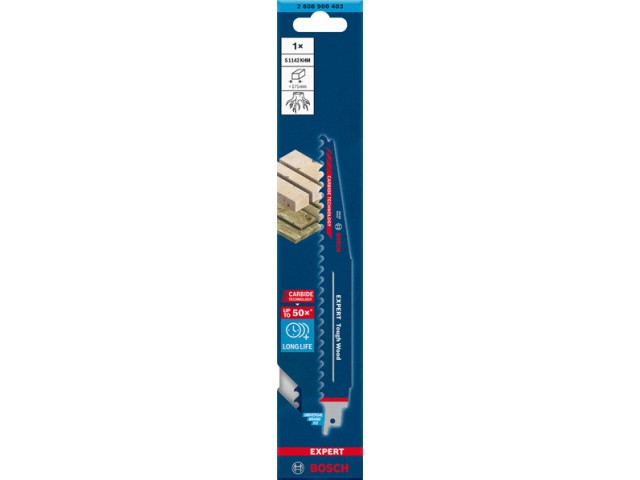 List Bosch za sabljasto žago EXPERT ‘Tough Wood’ S 1142 KHM, 225mm, 3TPI, za les, 2608900403